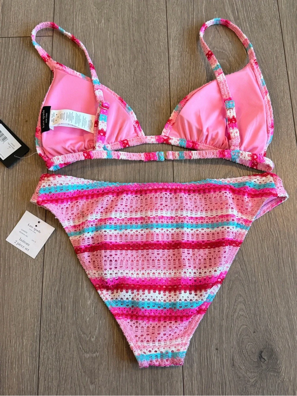 kate spade Pink Multicolor Crochet Stripe Bikini